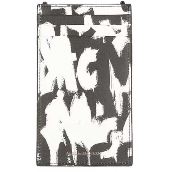 Alexander McQueen Skull Leather Phone-Case-On-Chain Black & White - Picture 2 of 10